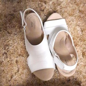 Clark white ultimate comfort wedges
